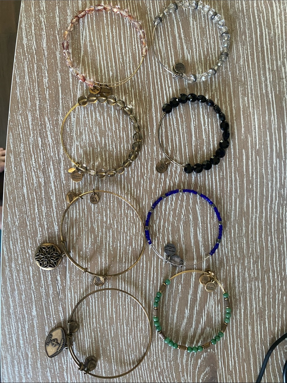 Alex and Ani Stackable Gold Wire Bracelets with Beads - Women Jewelry